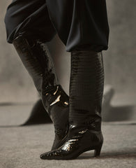 Shop Rubia Black Croco Patent Tall Heel Boot | Kenneth Cole | Kenneth Cole BLACK CROCO