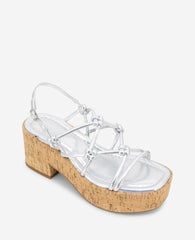 Shop Essa Silver Metallic Cork Platform Sandal | KC Reaction | Kenneth Cole SILVER METALLIC