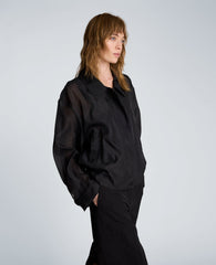 Collared Sheer Bomber Jacket | Kenneth Cole BLACK