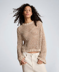 Two Tone Open Stitch Pullover – Taupe/White | Kenneth Cole | Kenneth Cole TIMELESS TAUPE/PURE WHITE