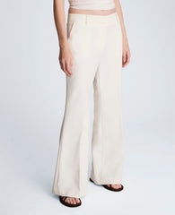 Luxe Twill Fly Front Flare Pant Mid Rise | Kenneth Cole FEATHER WHITE