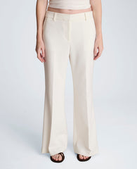 Luxe Twill Fly Front Flare Pant Mid Rise | Kenneth Cole FEATHER WHITE