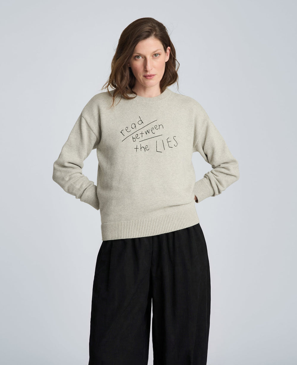 Shop Read Between The Lies Crewneck Sweater – Grey | KC | Kenneth Cole GREY