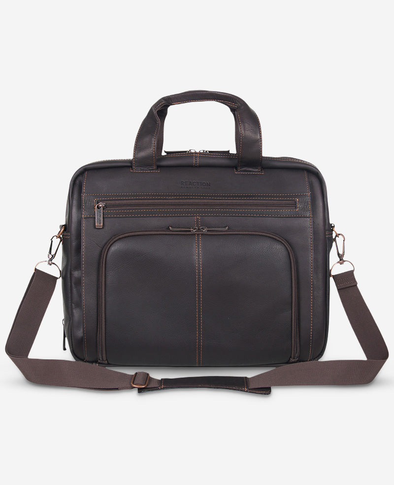 Colombian Leather Top Zip Messenger Bag | Kenneth Cole BROWN