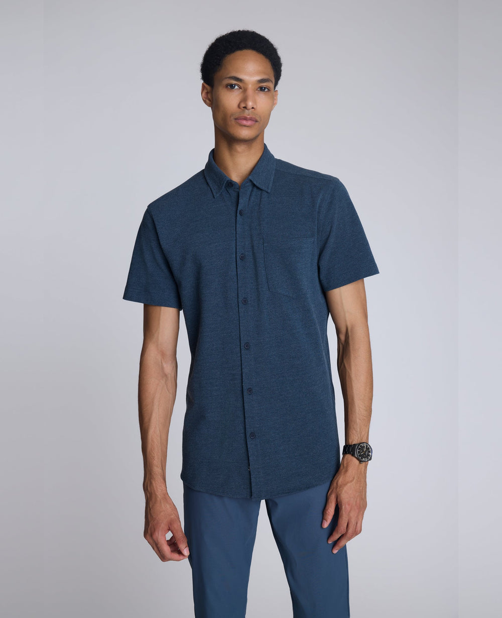 Shop Short Sleeve Sportshirt: Heather Blue | Kenneth Cole | Kenneth Cole HEATHER BLUE