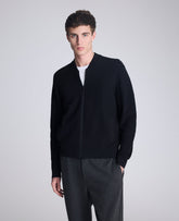 Shop Sweater Bomber Jacket: Black Waffle Knit | Kenneth Cole | Kenneth Cole BLACK