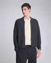 Sweater Bomber Jacket: Charcoal Waffle Knit | Kenneth Cole | Kenneth Cole CHARCOLE