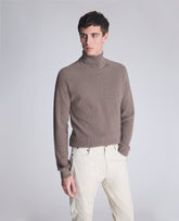 Shop Foldover Turtleneck Sweater: Light Brown Heather | KC | Kenneth Cole LIGHT BROWN HEATHER