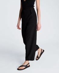 Fly Front Tapered Leg High Waisted Pleated Pant | Kenneth Cole BLACK