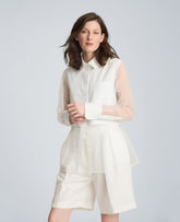 Long Sleeve Button Front Shirt with Front Body Overlay | Kenneth Cole PURE WHITE