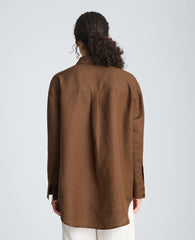 Drop Shoulder Button Front Boyfriend Shirt | Kenneth Cole BRUNETTE