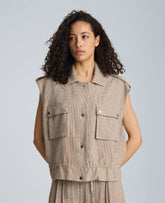 Snap Front Jacket with Drawcord Waist | Kenneth Cole BRUNETTE/PUR WHT