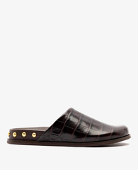 Larroudé x Kenneth Cole: Clog Dark Oak Croco Leather | Kenneth Cole CROCO