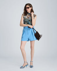 Mock Neck Tank with Interior Tank | Kenneth Cole LAKE BLUE MULTI