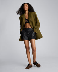 Faux Leather Fly Front Short | Kenneth Cole BLACK
