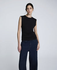 Sleeveless Side Rouched Knit Top – Black | Kenneth Cole | Kenneth Cole BLACK