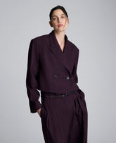Pinstripe Double Breasted Cropped Jacket | Kenneth Cole DEEP MAROON MULTI