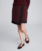 Luxe Twill Faux Wrap Mini Skirt With Lace Trim | Kenneth Cole SUGAR BEET