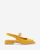 Illia Suede Open Toe Hardware Flat Slingback | Kenneth Cole SULPHUR SUEDE