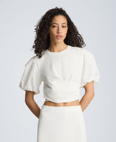 Puff Sleeve Wrap Tee | Kenneth Cole PURE WHITE