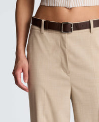 Crosshatch Fly Front High Rise Slash Pocket Wide Leg Pant with Belt | Kenneth Cole TIMELESS TAUPE/PURE WHITE