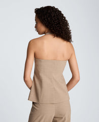 Crosshatch Weave Four Button Halter Vest with Flap Pockets | Kenneth Cole TIMELESS TAUPE