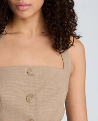 Crosshatch Weave Four Button Halter Vest with Flap Pockets | Kenneth Cole TIMELESS TAUPE