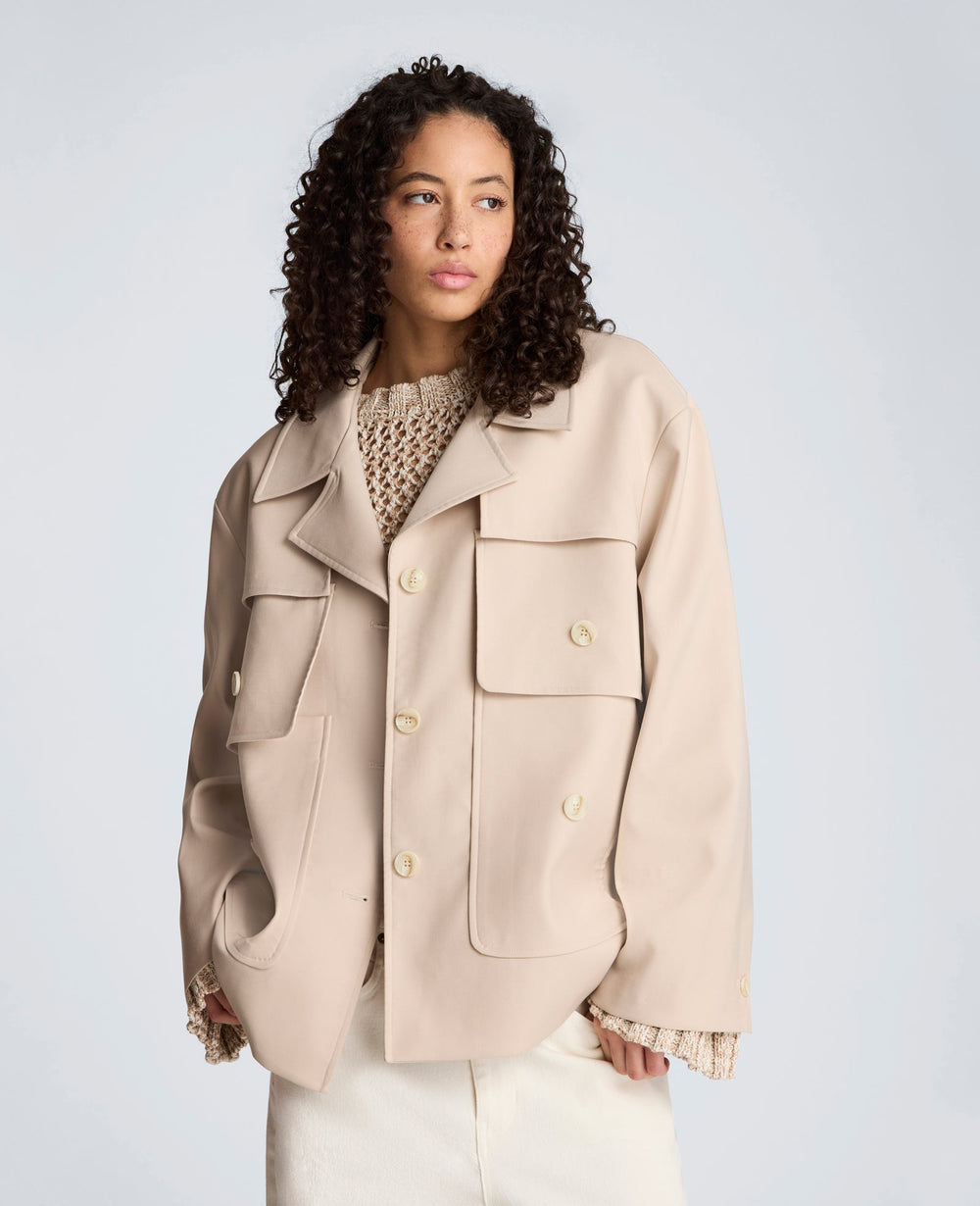 Melange Twill Multi Pocket Jacket with Notch Collar | Kenneth Cole TIMELESS TAUPE