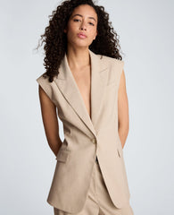 Crosshatch Weave Open Back Vest with Strap | Kenneth Cole TIMELESS TAUPE