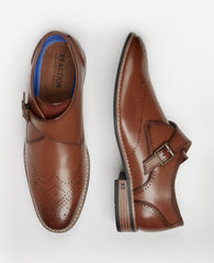 REACTION - Cheer Brogue Single Monk Strap | Kenneth Cole TAN