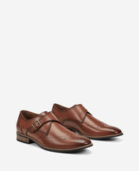 REACTION - Cheer Brogue Single Monk Strap | Kenneth Cole TAN
