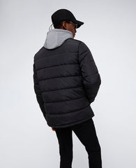 Black Puffer Jacket – Plush Warmth & Jersey Hood | KC | Kenneth Cole BLACK