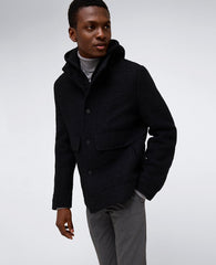 Shop Black Boucle Wool Jacket with Jersey Hood – Men’s Fit | Kenneth Cole BLACK