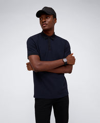 Black Polo Shirt with Contrast Placket & Collar | KC | Kenneth Cole BLACK