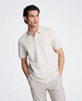 Contrast Placket Button Polo | Kenneth Cole WHITE/TAN