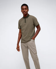 Green Polo Shirt with Contrast Collar & Placket | KC | Kenneth Cole GREEN
