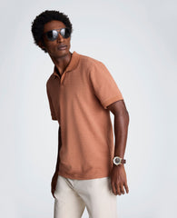 Short Sleeve Johnny Collar Polo with Ribbing | Kenneth Cole CLAY