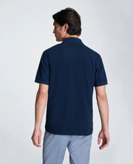 Short Sleeve Johnny Collar Polo with Ribbing | Kenneth Cole NAVY