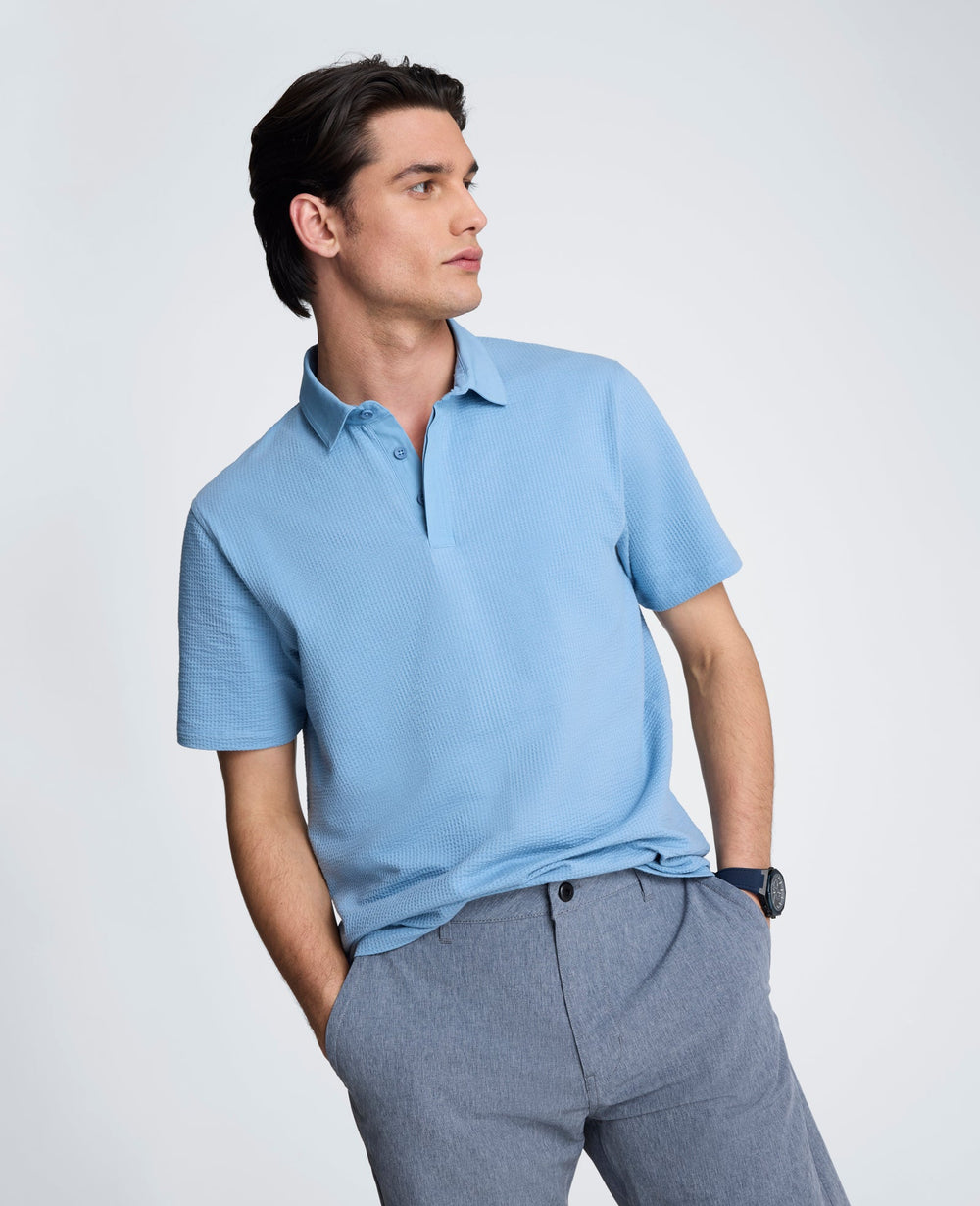 Mixed Media Polo | Kenneth Cole FADED BLUE