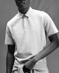 Mixed Media Polo | Kenneth Cole FADED BLUE