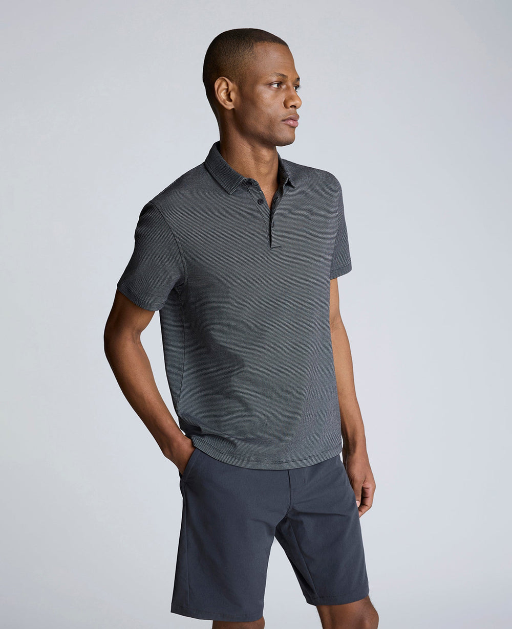 Shop Black Two-Toned Knit Polo – Soft, Breathable & Stretchy | Kenneth Cole BLACK