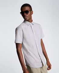 Short Sleeve Sport Shirt with Chest Pocket | Kenneth Cole ABSTRACT OXFORD GEO BLACK