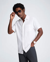 Slim Fit Short-Sleeve Mixed-Media Sport Shirt | Kenneth Cole WHITE