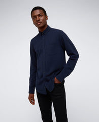 Shop Men’s Navy Stretch Button-Down Shirt with Pocket | KC | Kenneth Cole NAVY