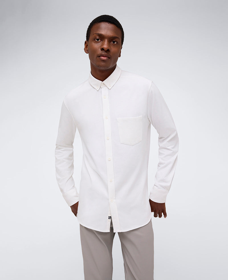 White Stretch Button-Down Shirt with Pocket | Kenneth Cole | Kenneth Cole WHITE
