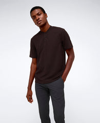 Dark Brown Band-Collar Henley – Breathable & Stretch | KC | Kenneth Cole DARK BROWN