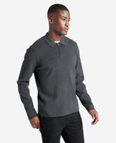 Charcoal Long Sleeve Polo Sweater for Men | Kenneth Cole | Kenneth Cole CHARCOAL