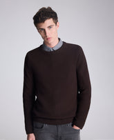 Shop Popcorn Crew Sweater: Dark Brown Textured Knit | KC | Kenneth Cole DARK BROWN