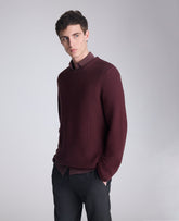 Shop Popcorn Crew Sweater: Burgundy Textured Knit | KC | Kenneth Cole BURGUNDY
