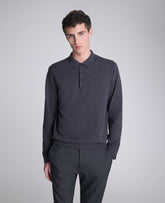 Buy Men's Long Sleeve Button Sweater Polo, Charcoal Heather | Kenneth Cole CHARCOLE HEATHER